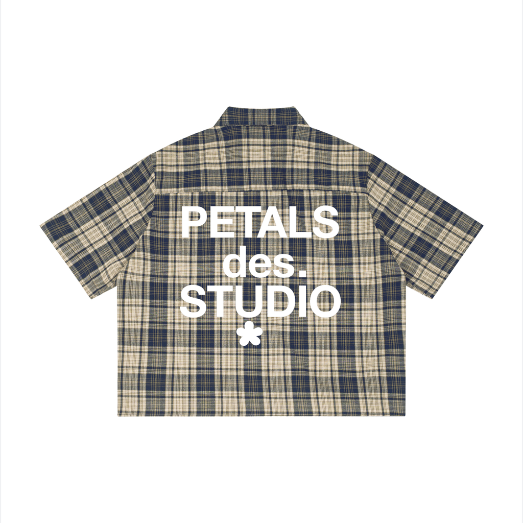 PDS Chex Boxy Button Up in Blue/Cream