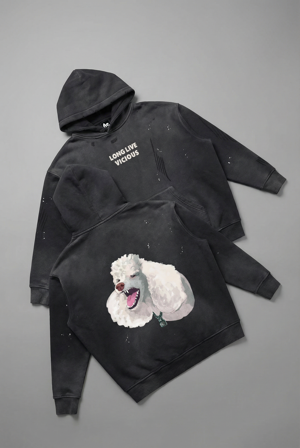 Vicious Distressed Hoodie in Black