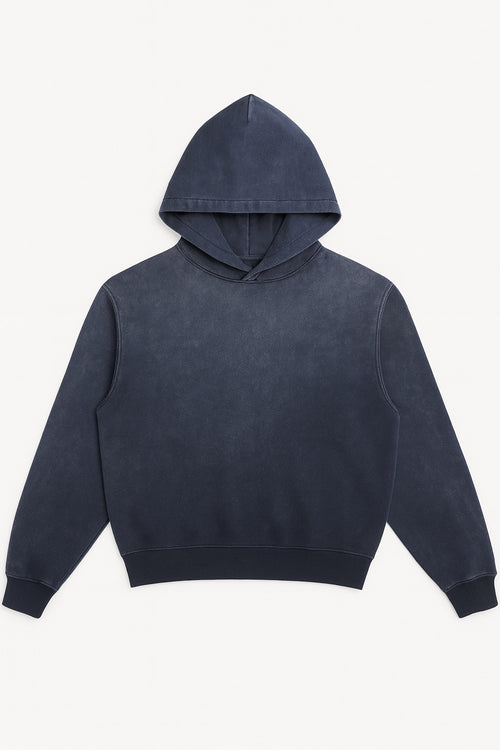 CORE: Vintage Washed Box Hoodie in Navy