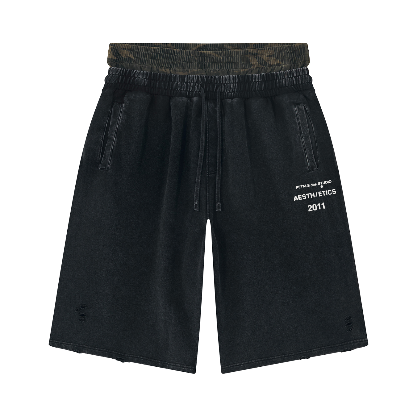 PDS 2011 Camo Contrast Distressed Shorts