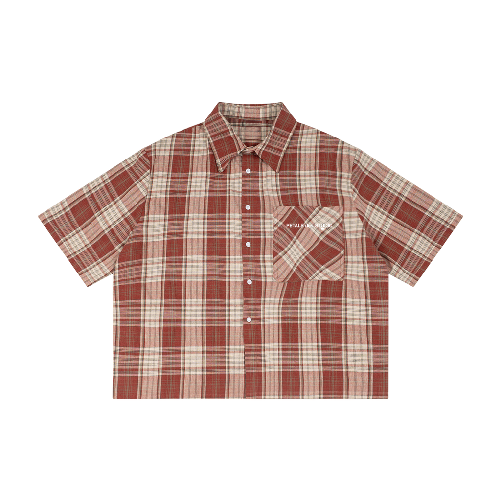 PDS Chex Boxy Button Up in Red/Cream