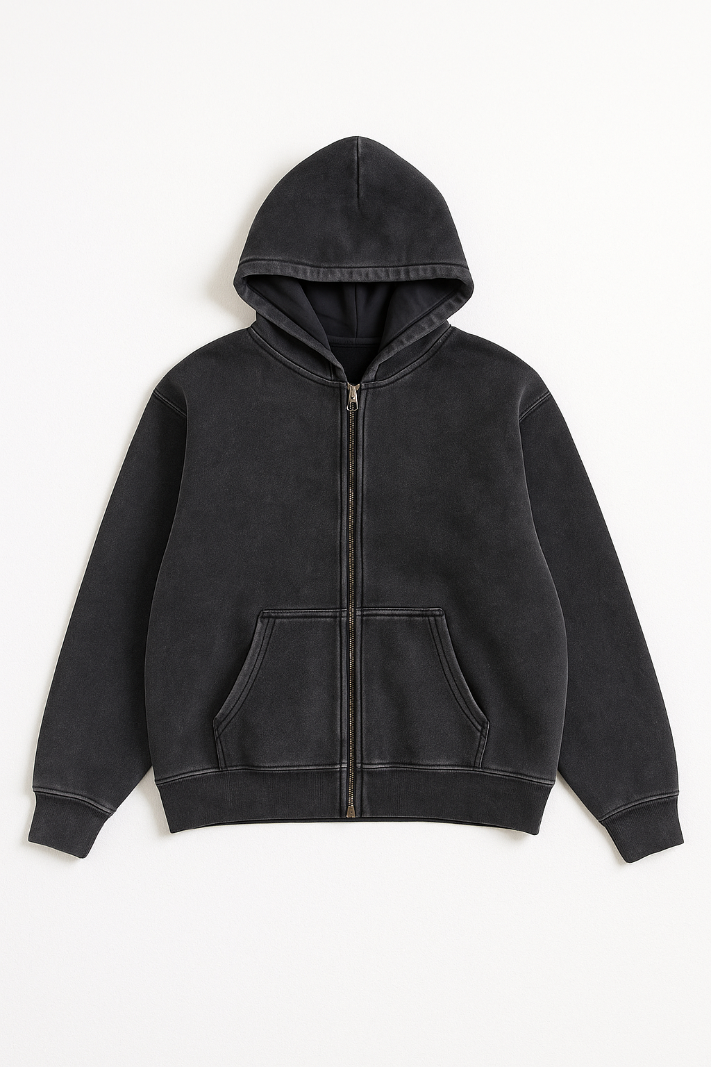 CORE: Enzyme Treated Zip Hoodie in Black