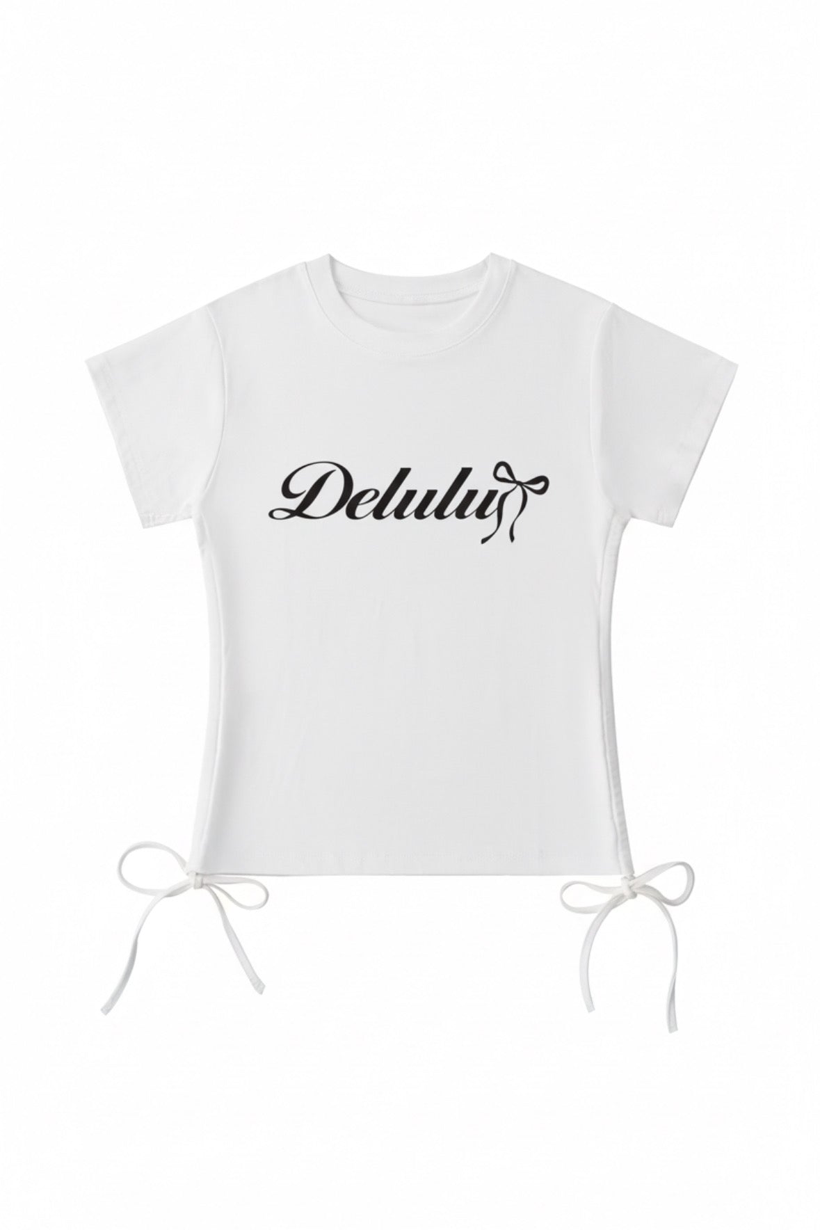Delulu Bow Tee in White