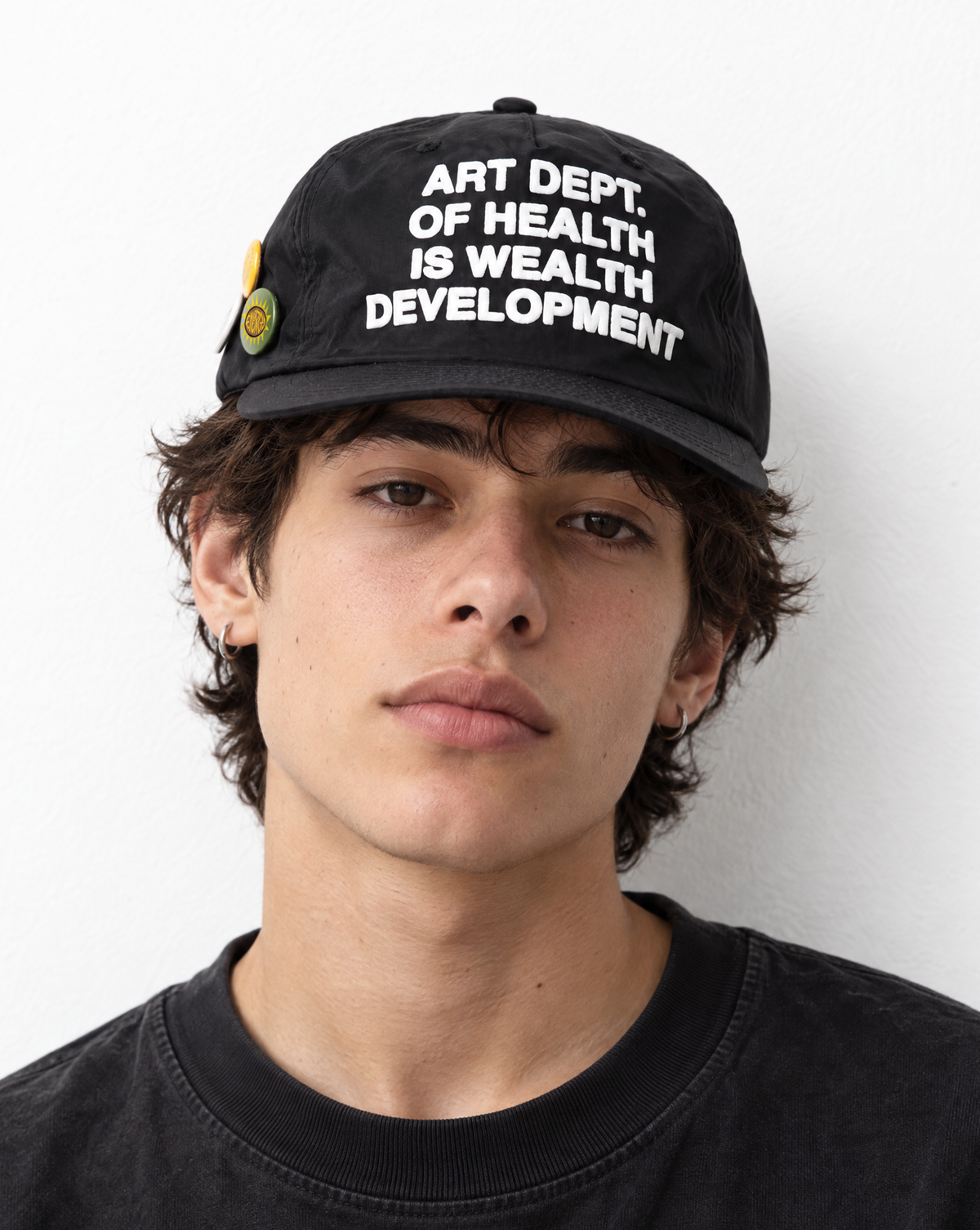 Health is Wealth Nylon Hat in Black