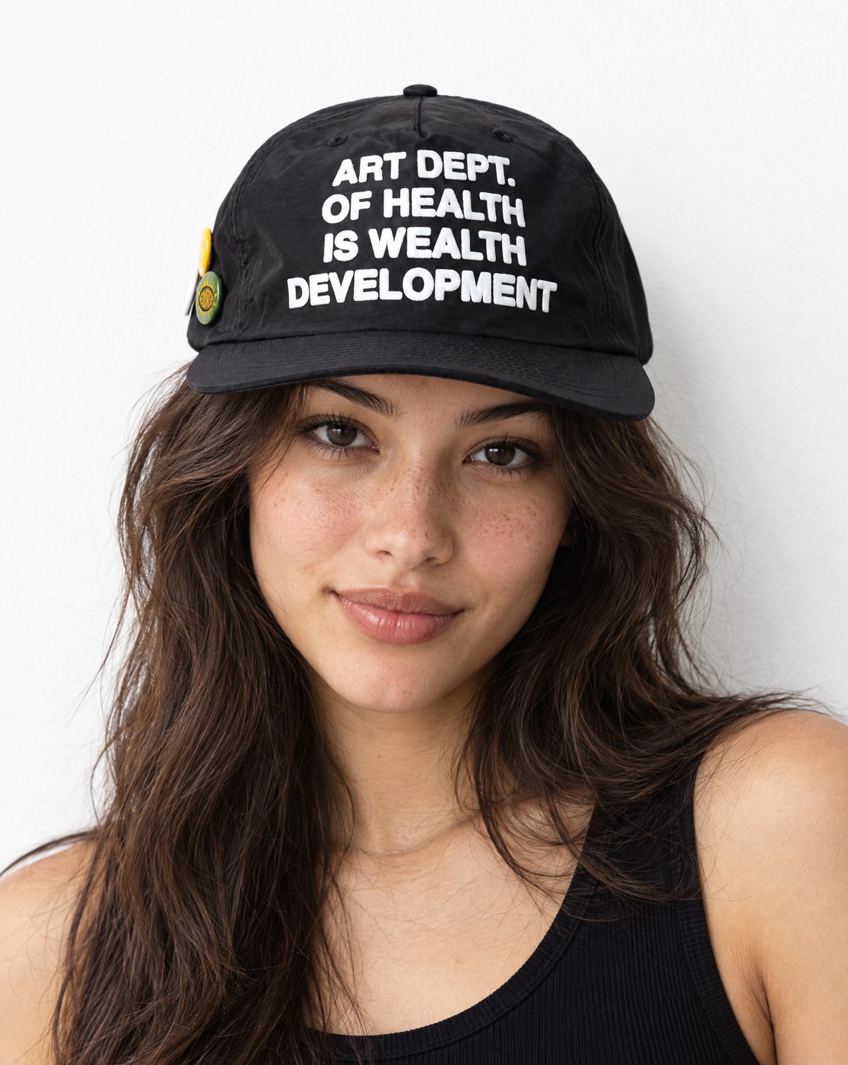Health is Wealth Nylon Hat in Black