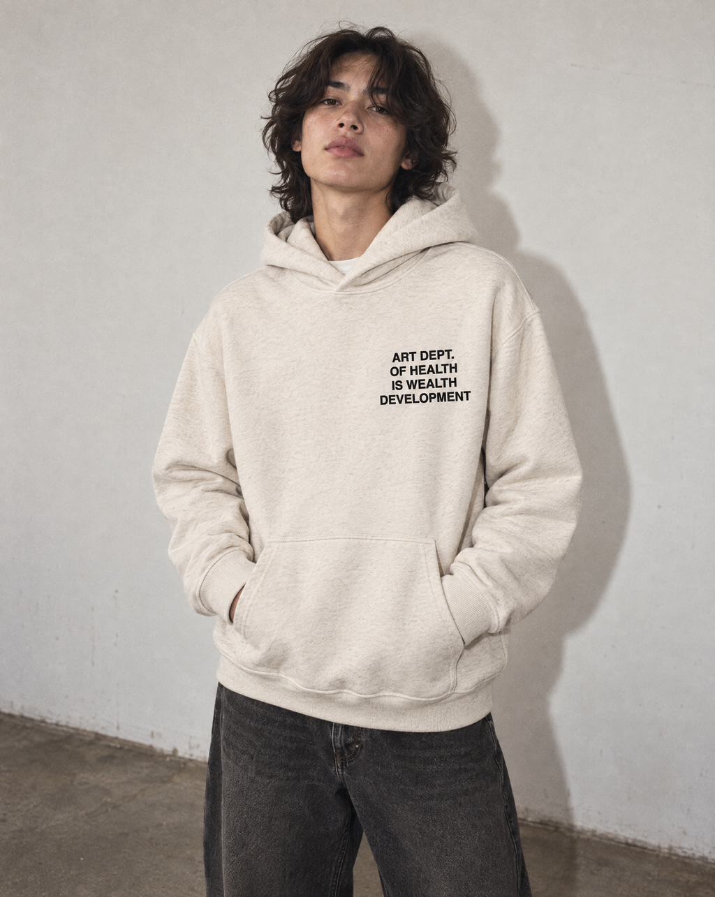Health is Wealth Hoodie in Oatmeal
