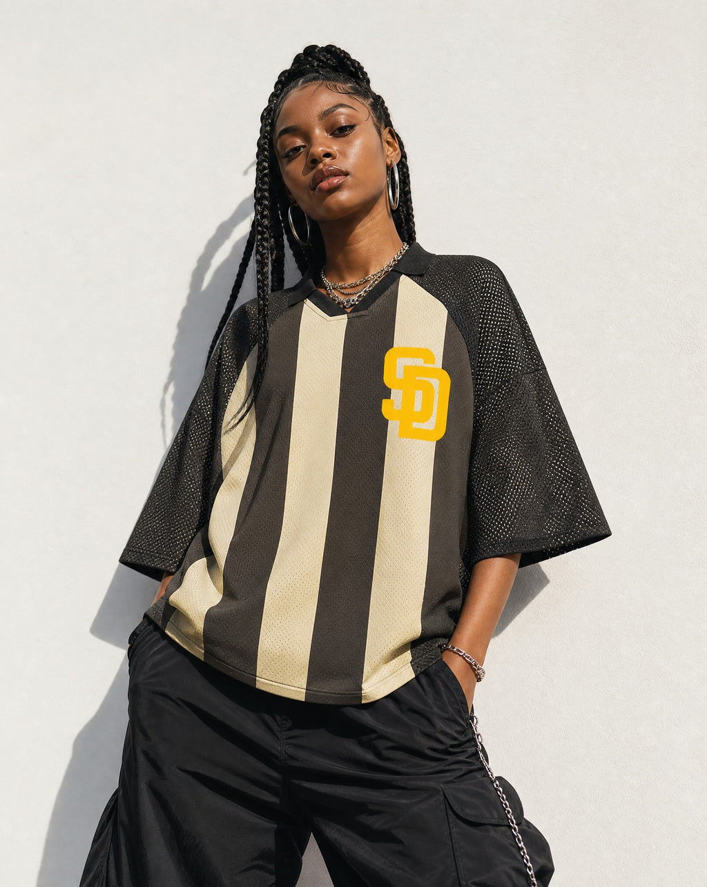 Bootleg SD Striped Boxy Jersey - Editorial Image