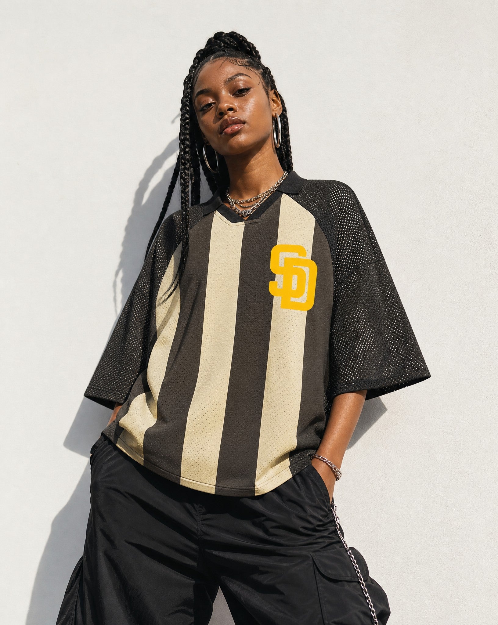 Bootleg SD Striped Boxy Jersey - Editorial Image