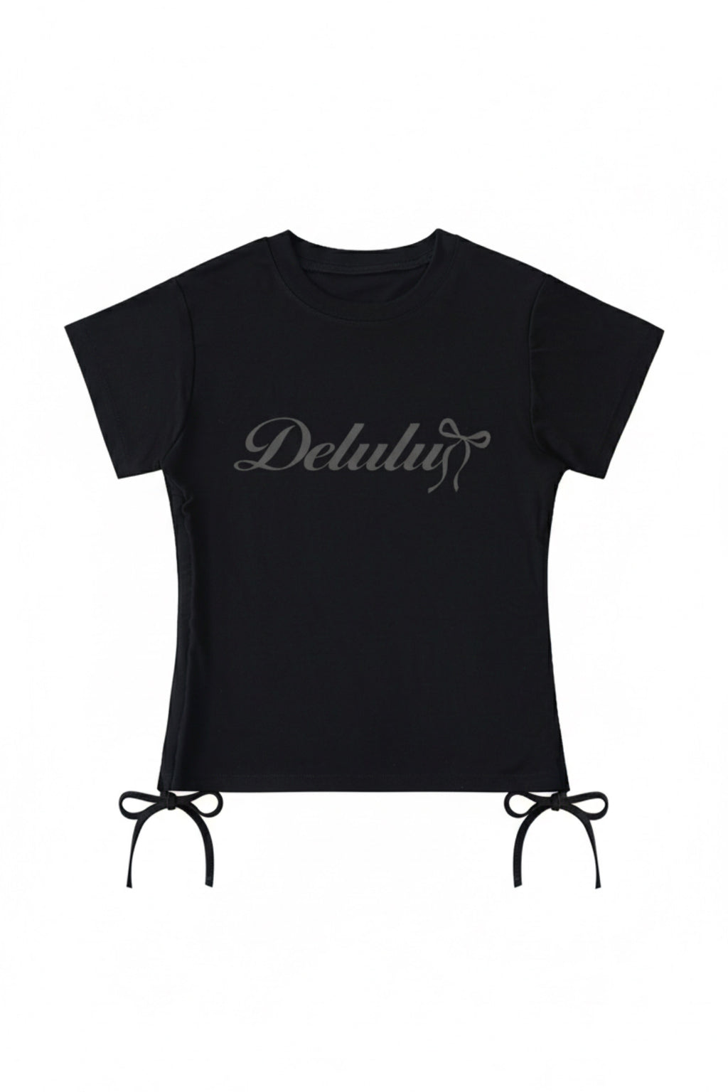 Delulu Bow Tee in Black