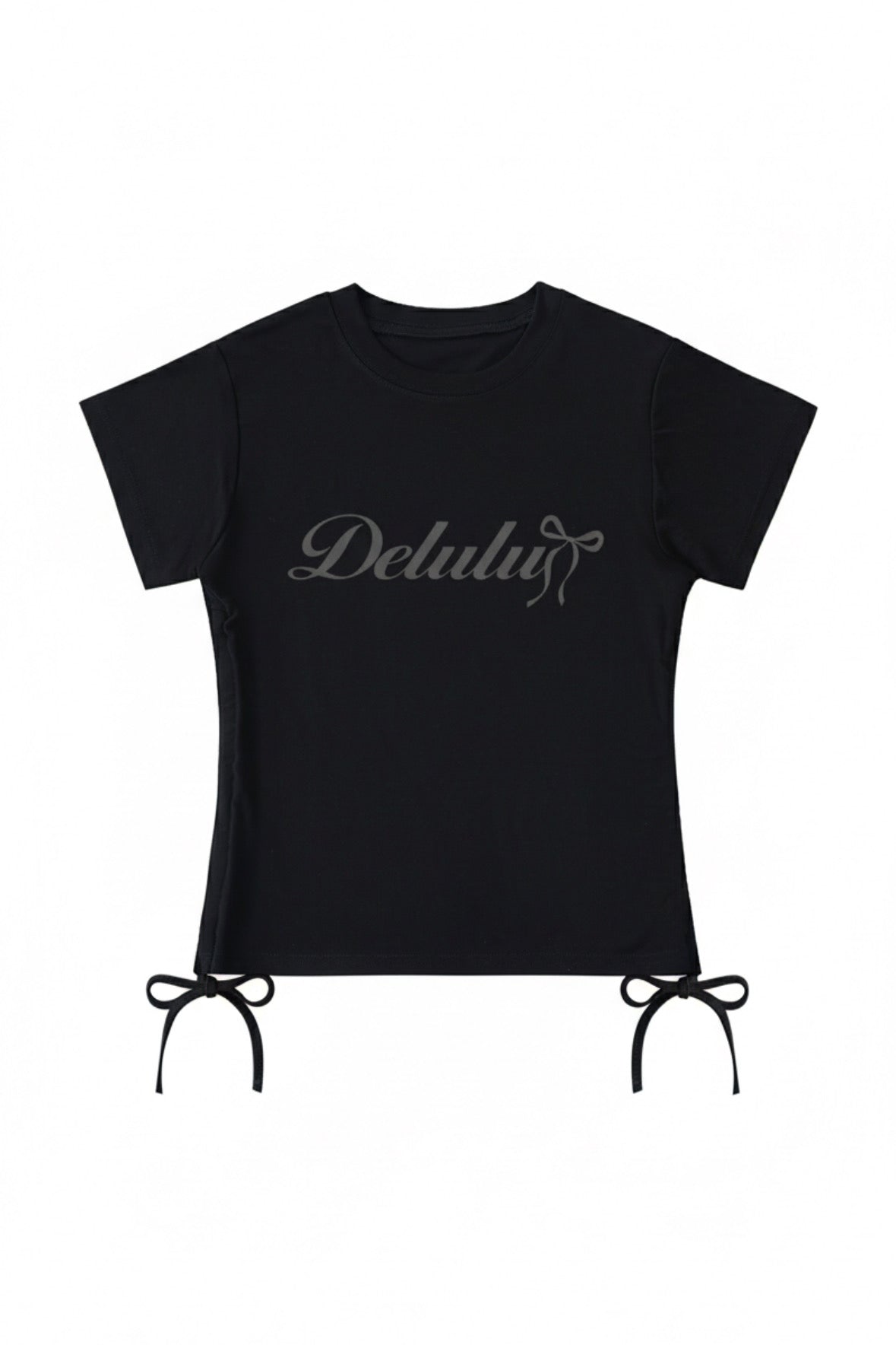 Delulu Bow Tee in Black