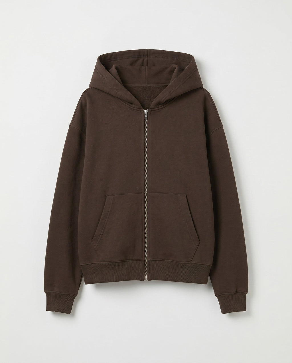 CORE 380 GSM Box Zip Hoodie in Chocolate - White Wall Product