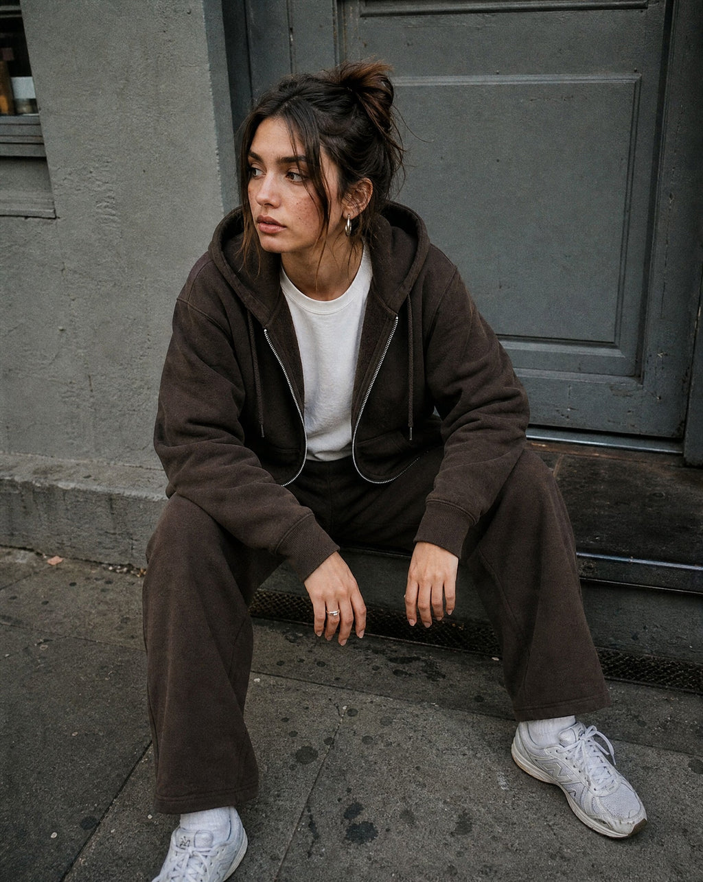 CORE 380 GSM Straight Leg Sweatpants in Chocolate - Lifestyle Image
