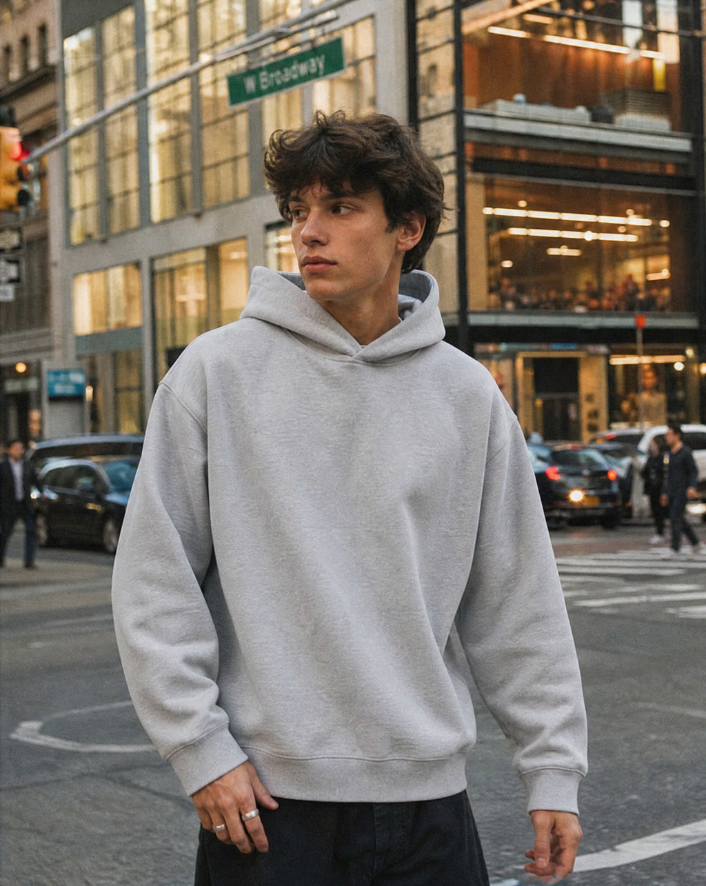 CORE 420 GSM Box Hoodie in Grey - Lifestyle Image