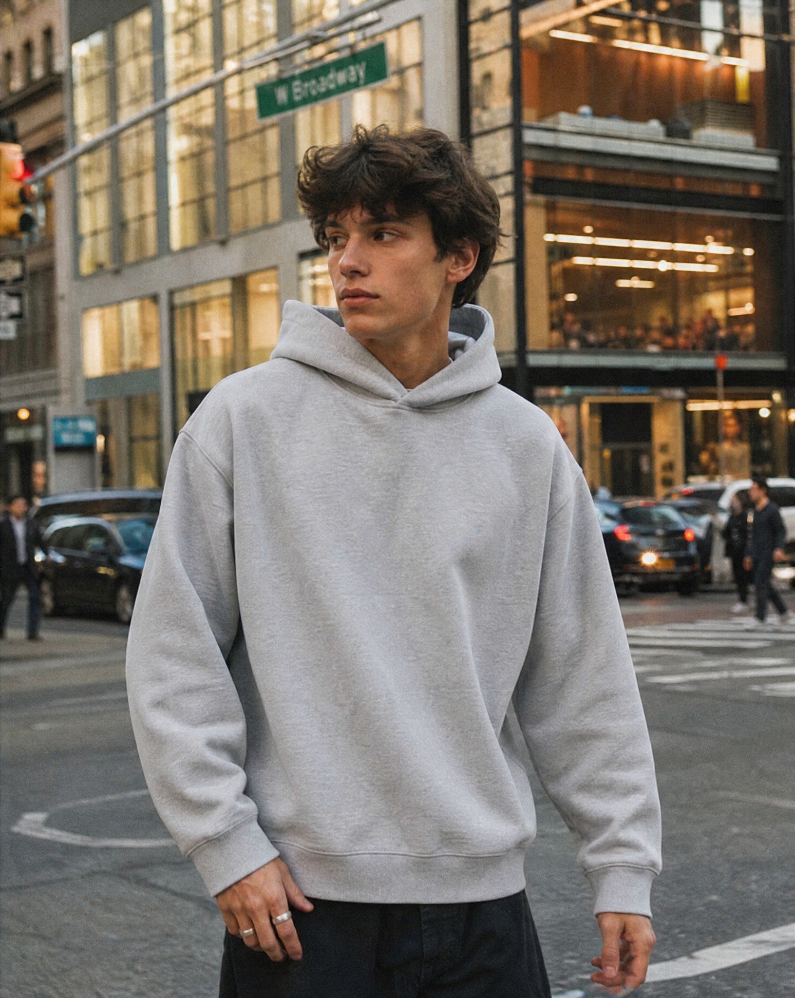 CORE 420 GSM Box Hoodie in Grey - Lifestyle Image