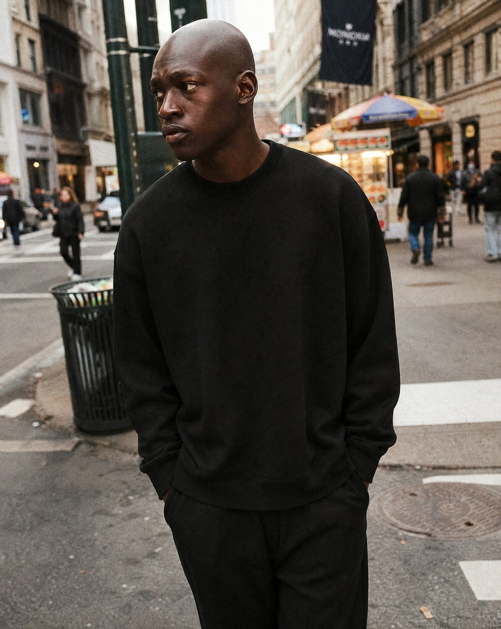 CORE 420 GSM Crewneck in Black - Lifestyle Image