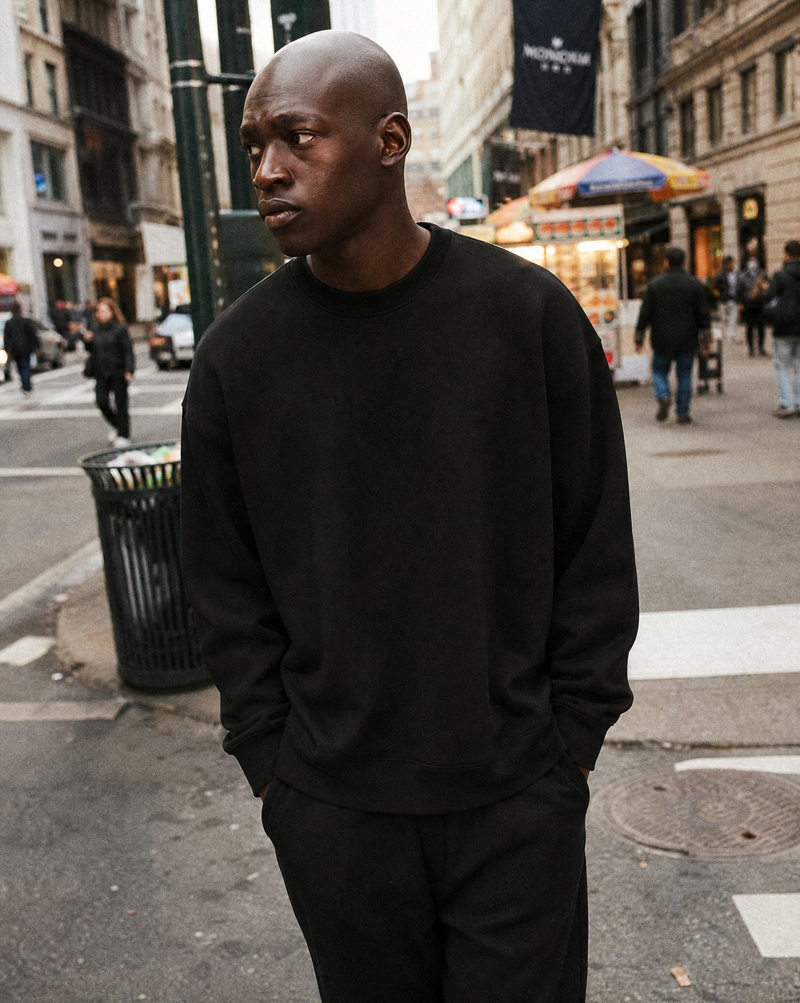 CORE 420 GSM Crewneck in Black - Lifestyle Image