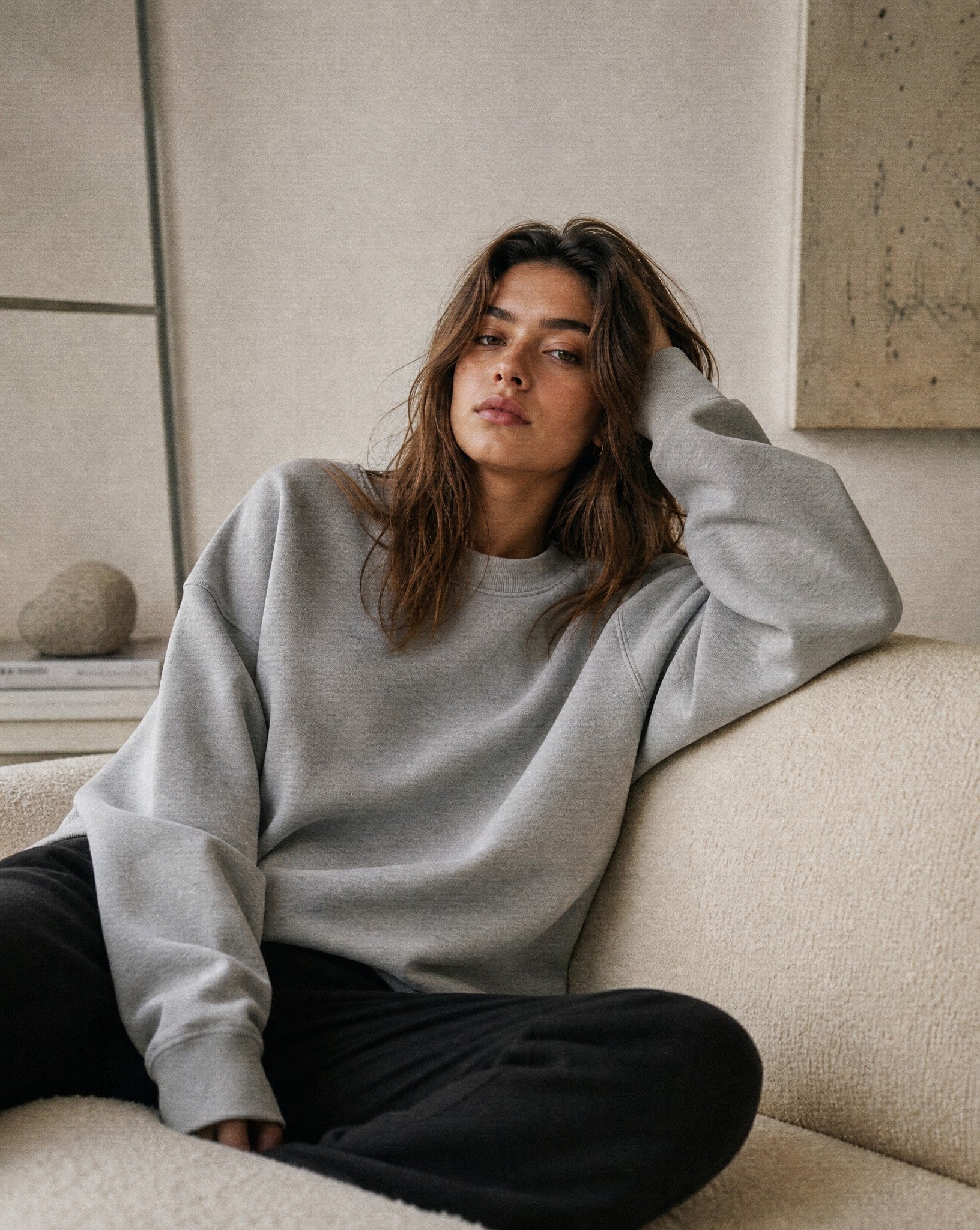 CORE 420 GSM Crewneck in Grey - Lifestyle Image