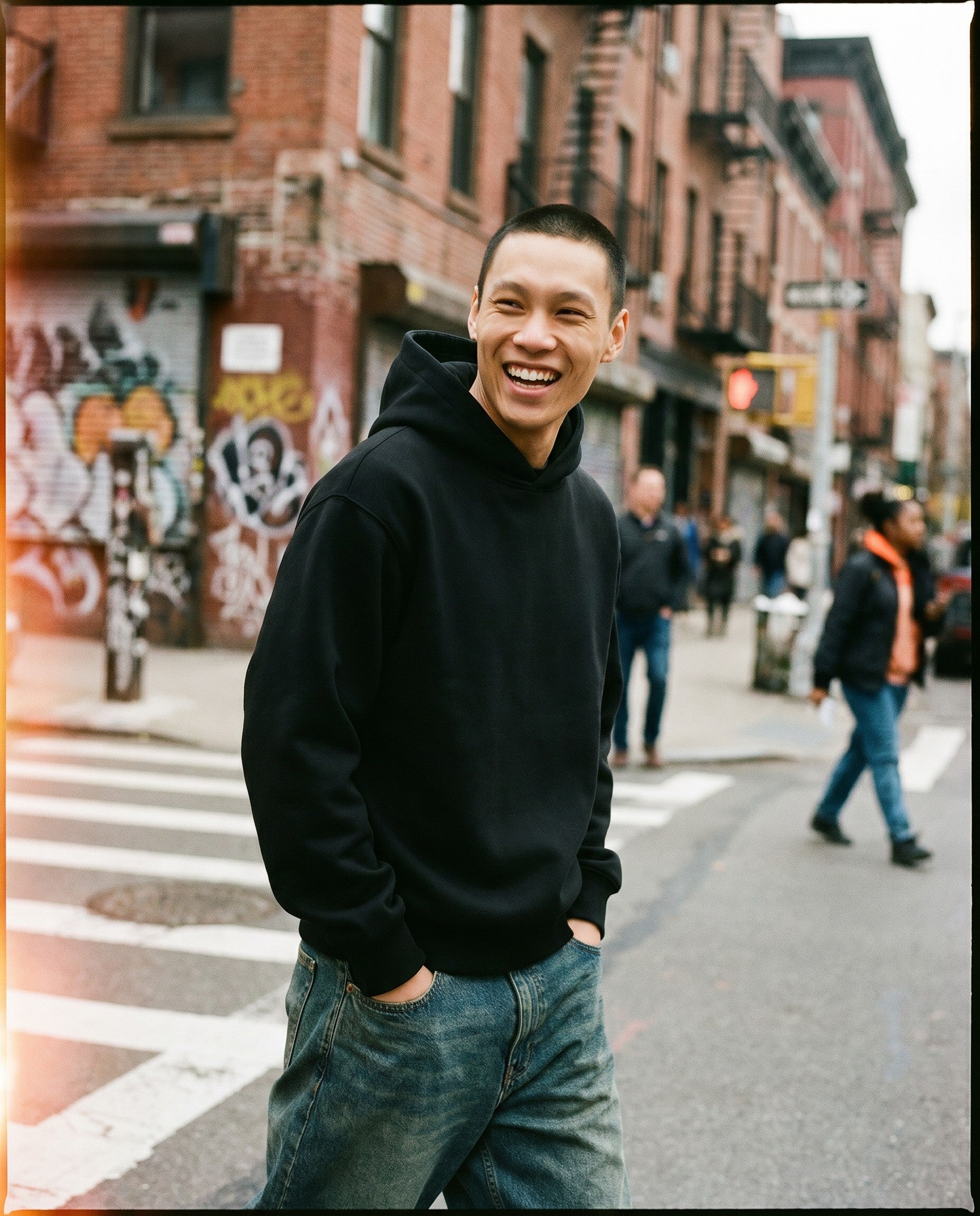 CORE Enzyme Treated Box Hoodie in Black - Lifestyle Image
