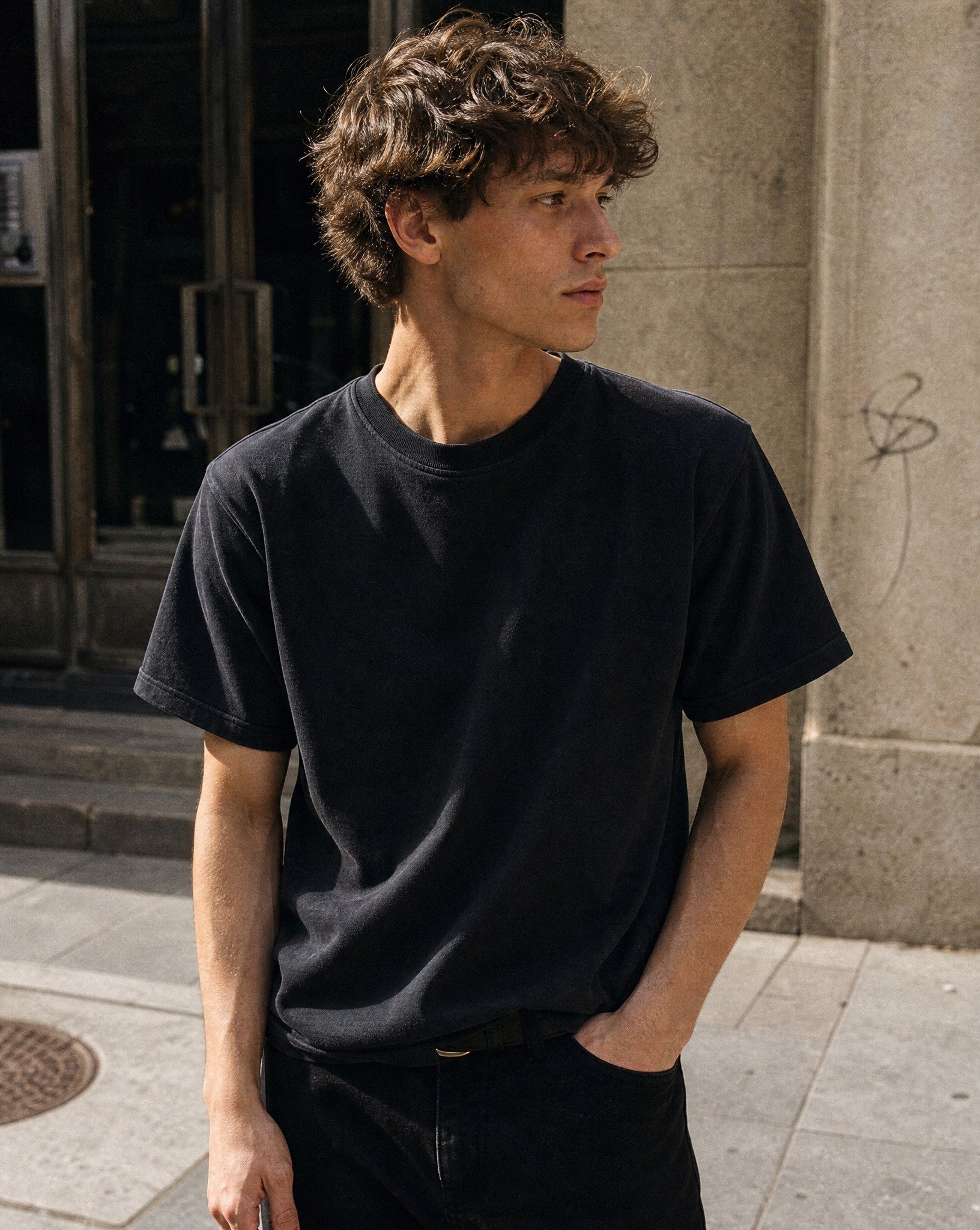CORE Enzyme Treated Tee in Black - Lifestyle Image