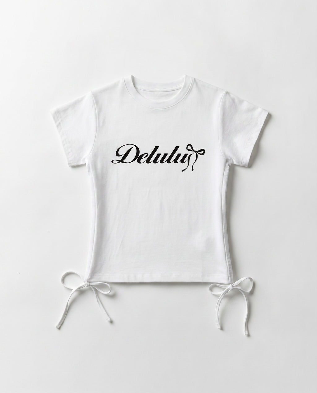 Delulu Bow Tee in White - White Wall Product