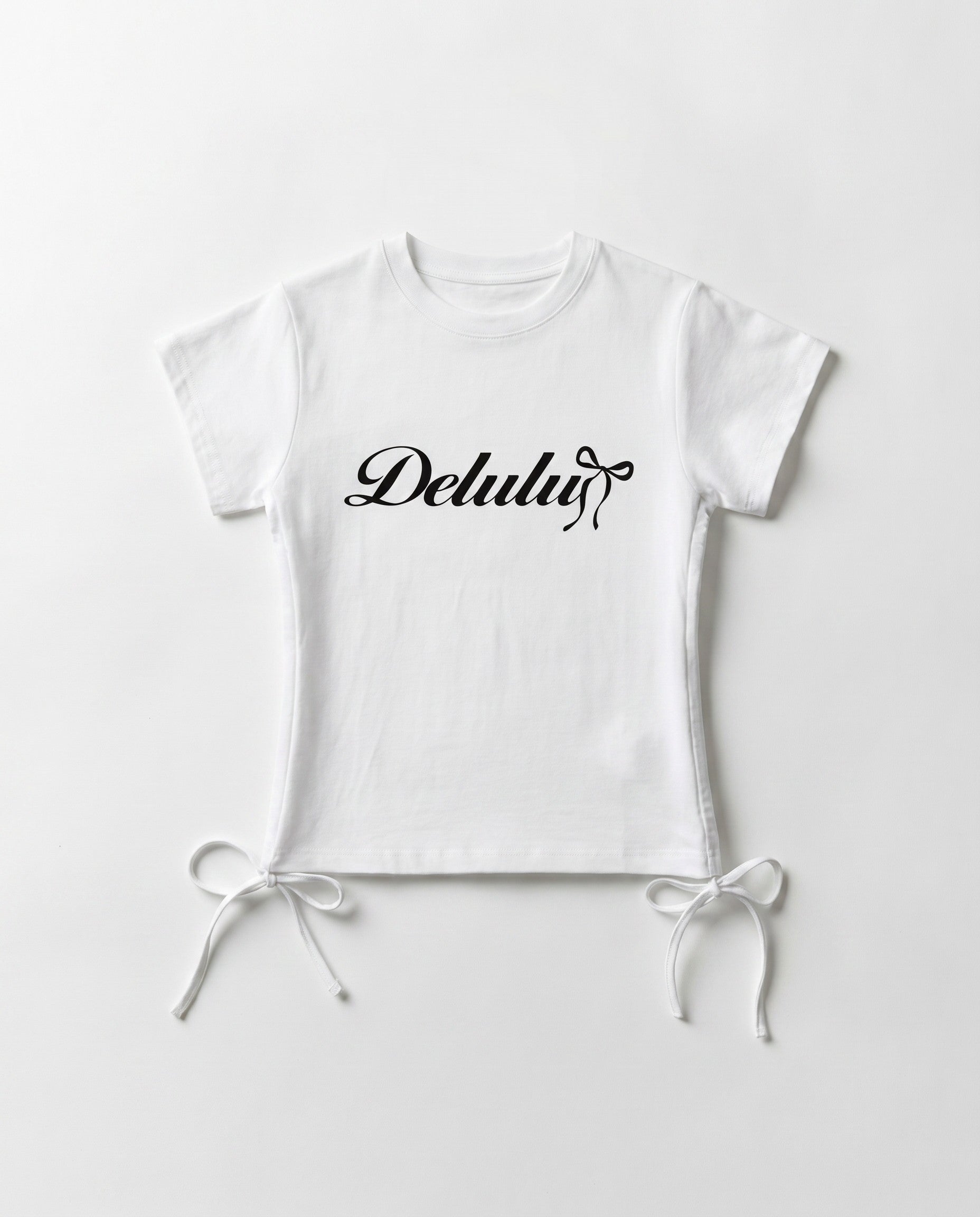 Delulu Bow Tee in White - White Wall Product