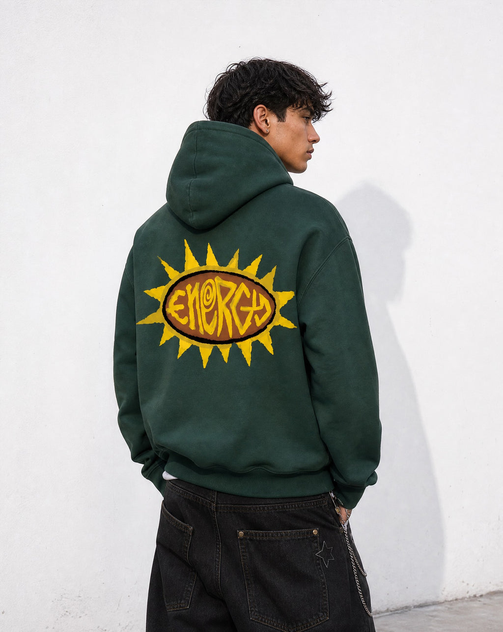 Energy Boxy Zip Hoodie in Green - Editorial Image