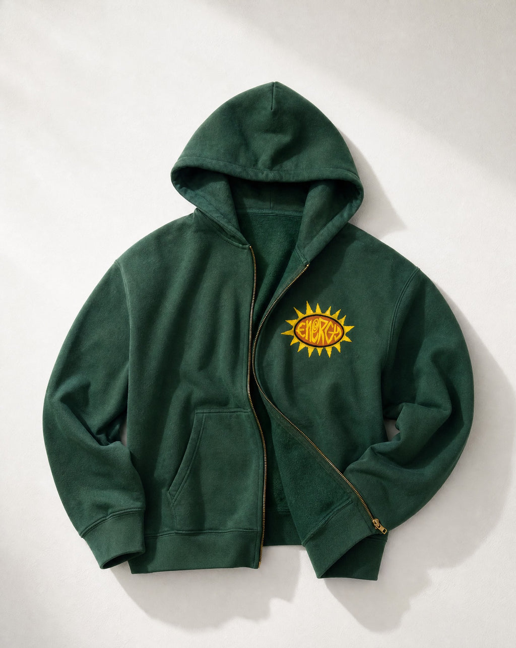 Energy Boxy Zip Hoodie in Green - White Wall Product