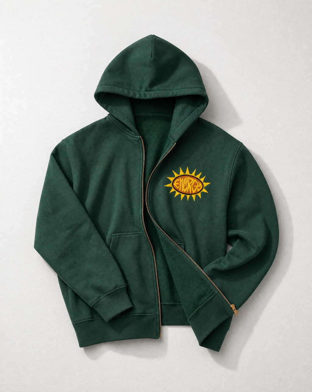 Energy Boxy Zip Hoodie in Green - White Wall Product