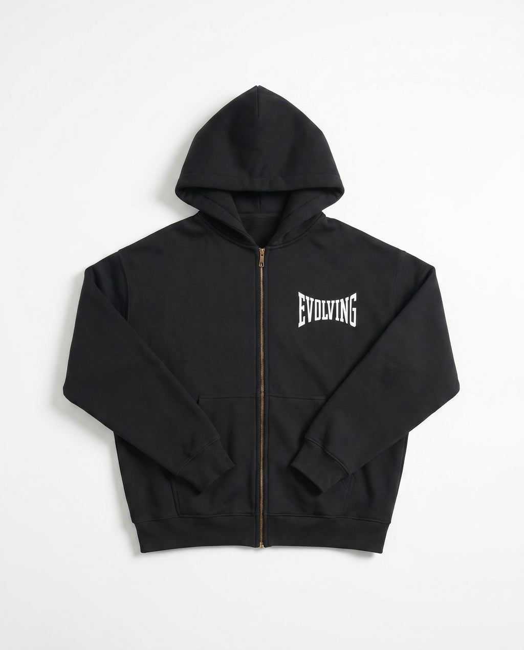 Evolving Boxy Zip Hoodie in Black - White Wall Product