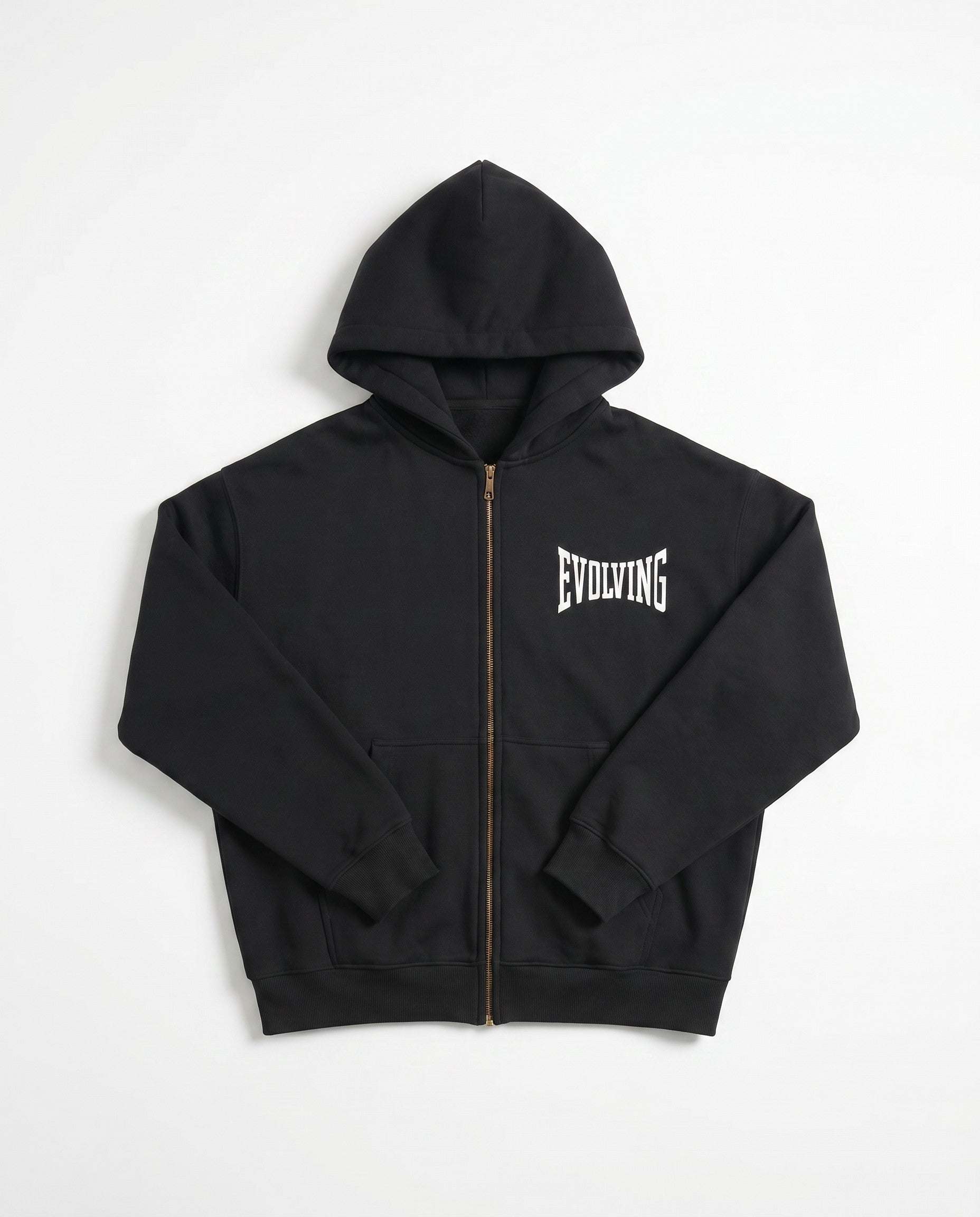 Evolving Boxy Zip Hoodie in Black - White Wall Product