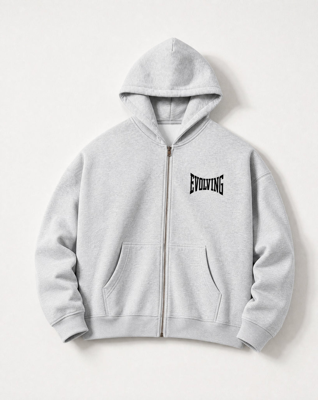 Evolving Boxy Zip Hoodie in Grey - White Wall Product