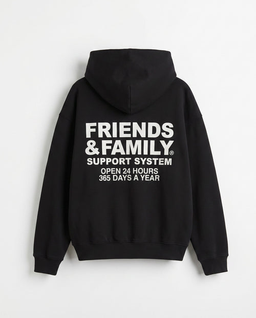 F&F Box Hoodie in Black - Editorial Image - White Wall Product