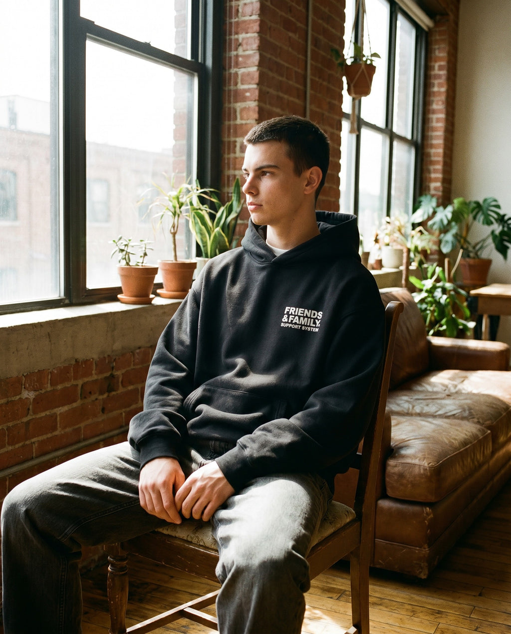 F&F Box Hoodie in Black - Lifestyle Image