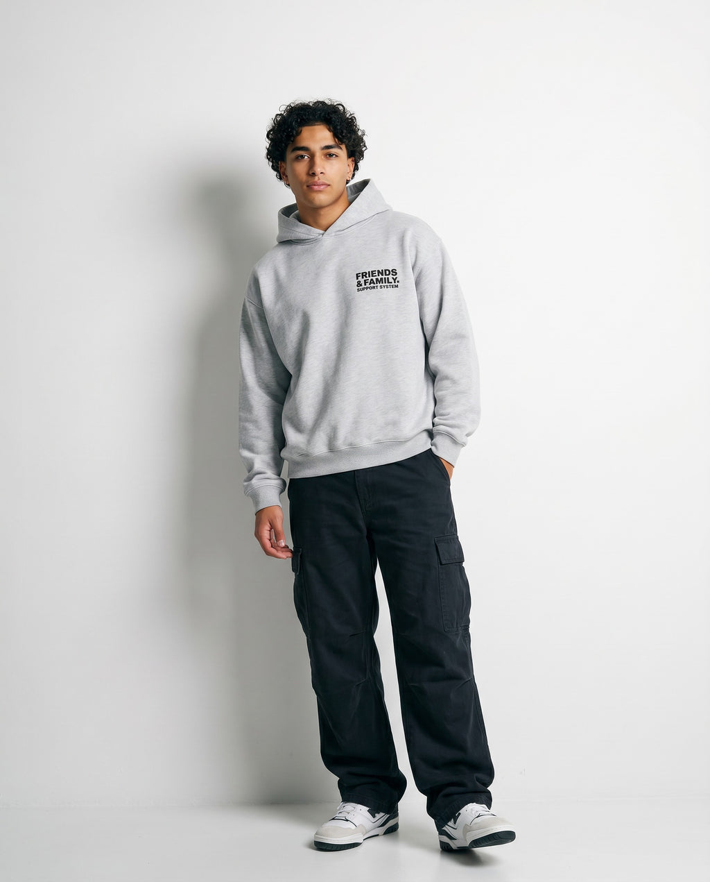 F&F Box Hoodie in Grey - Editorial Image