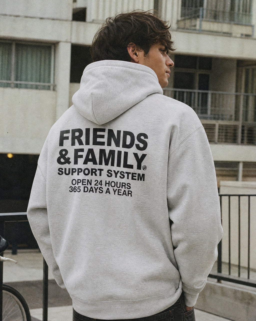 F&F Box Hoodie in Grey - Lifestyle Image
