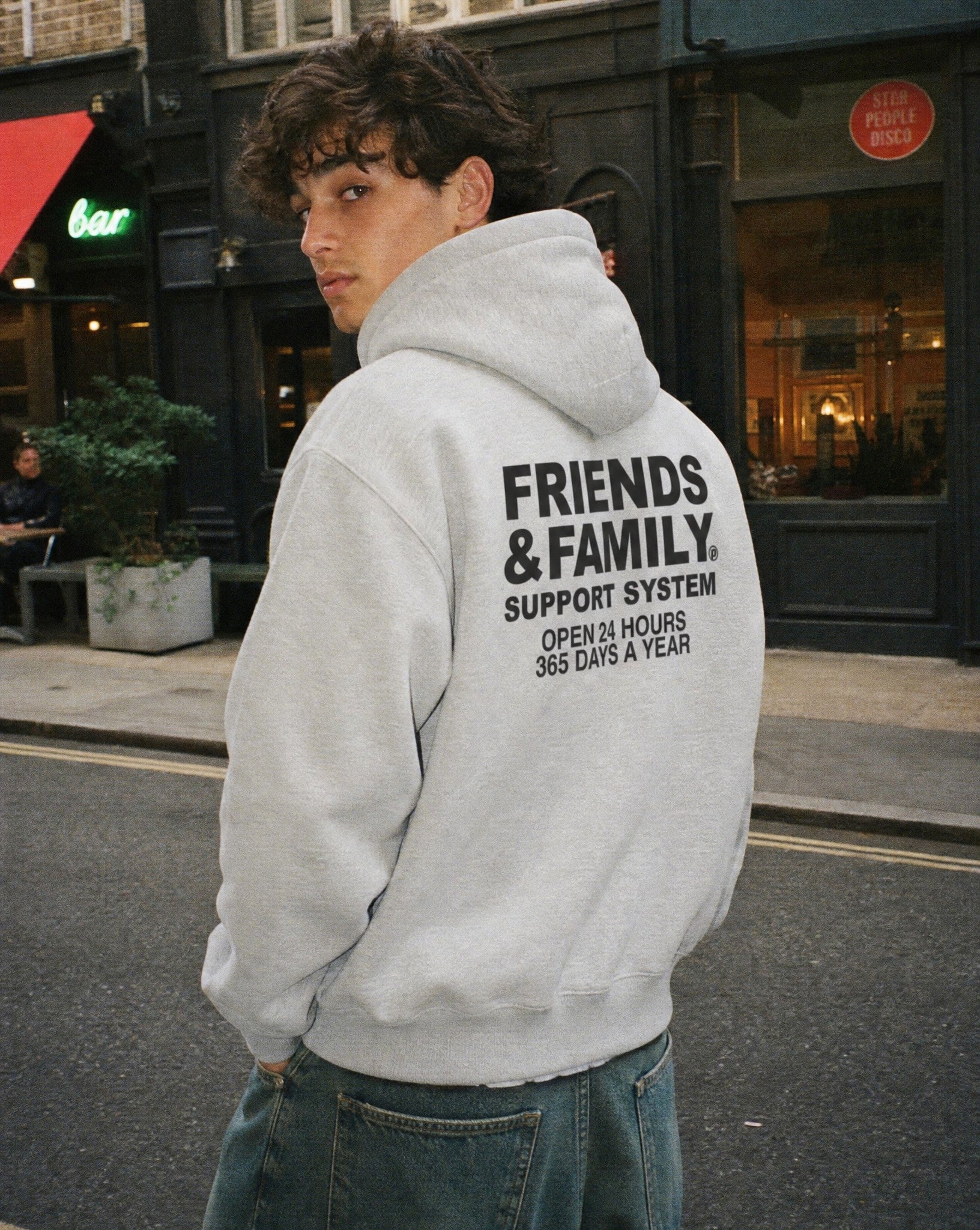 F&F Box Hoodie in Grey - Lifestyle Image