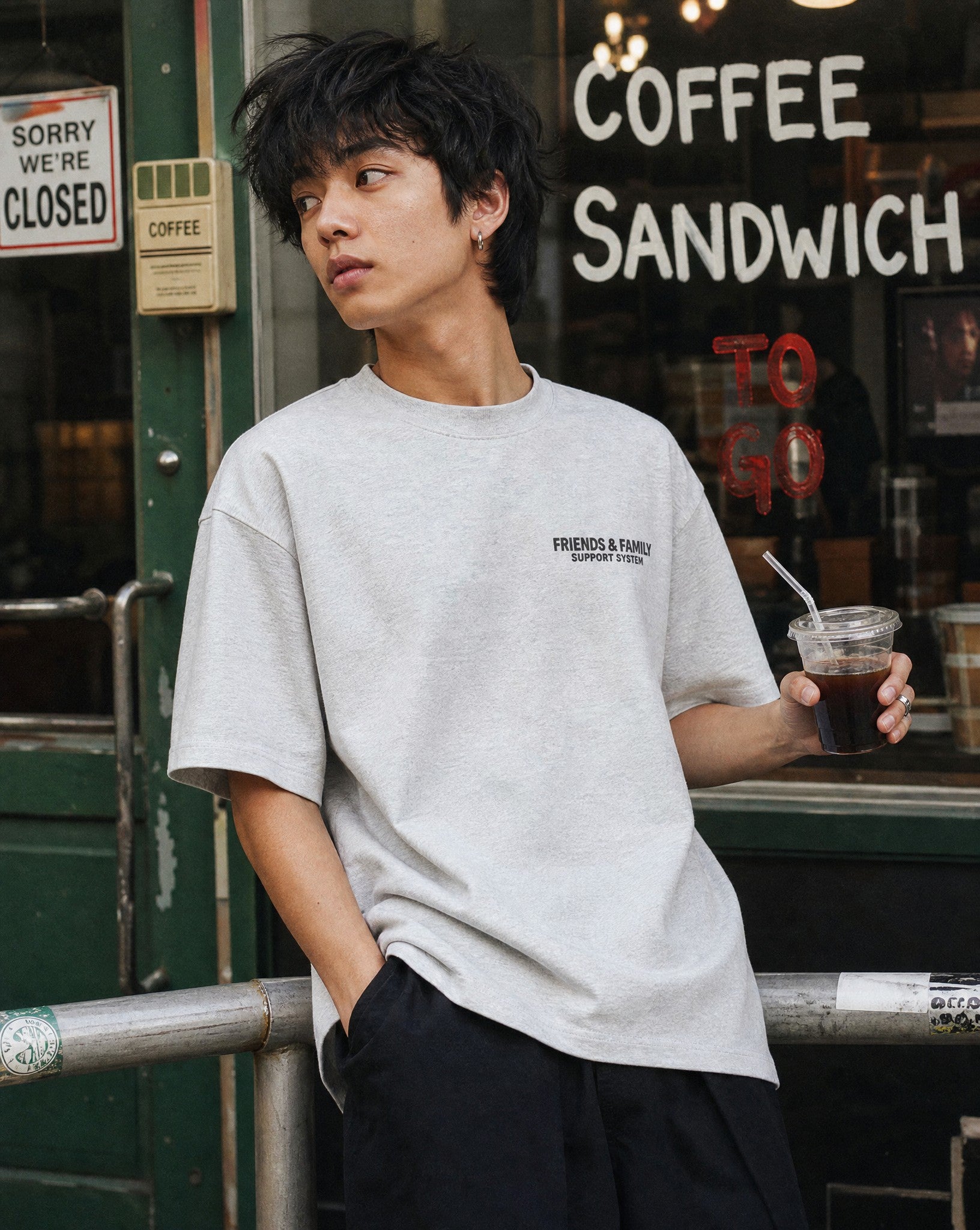 F&F Shop Tee in Ash Grey - Lifestyle Image