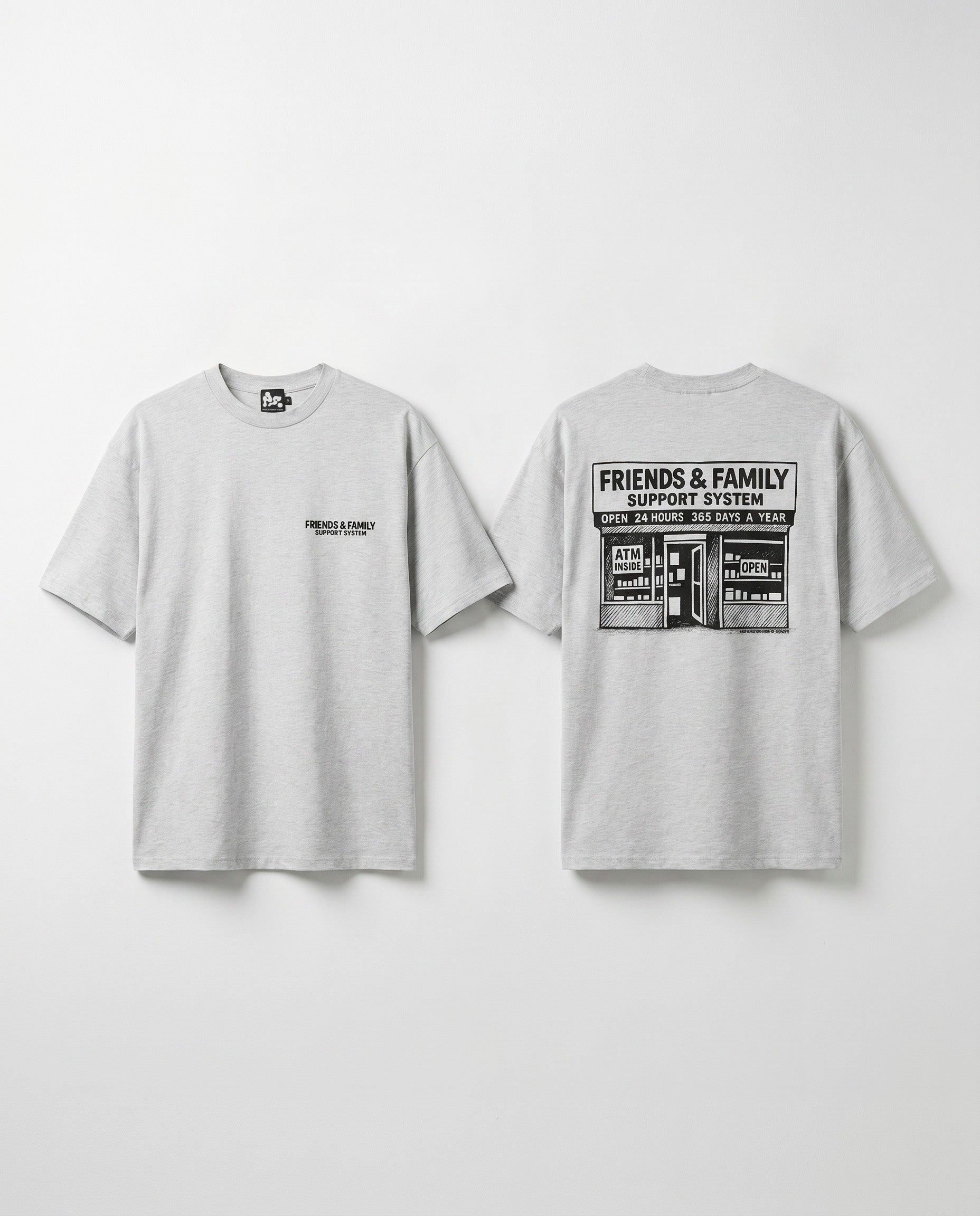 F&F Shop Tee in Ash Grey - White Wall Product