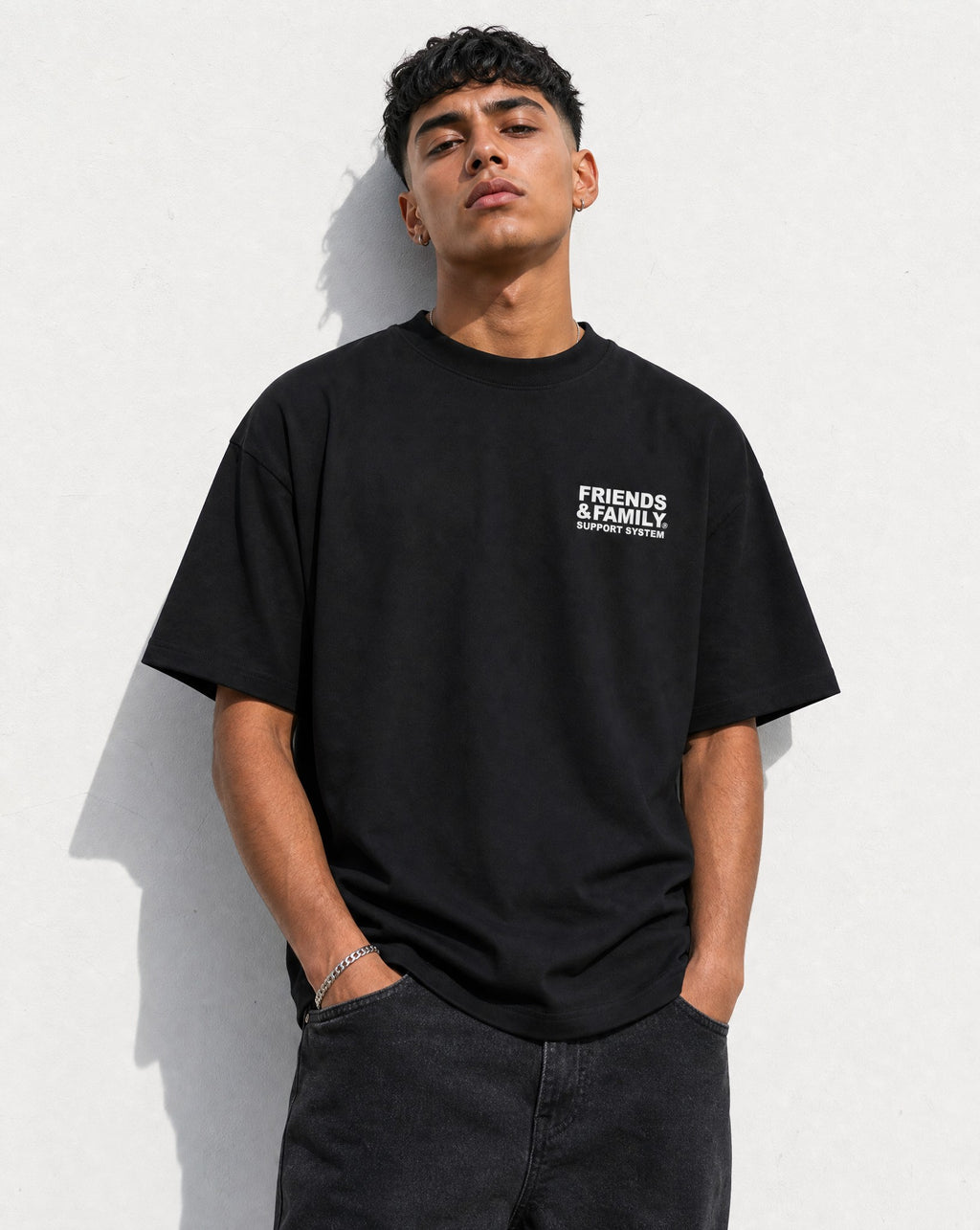 F&F Tee in Black - Editorial Image