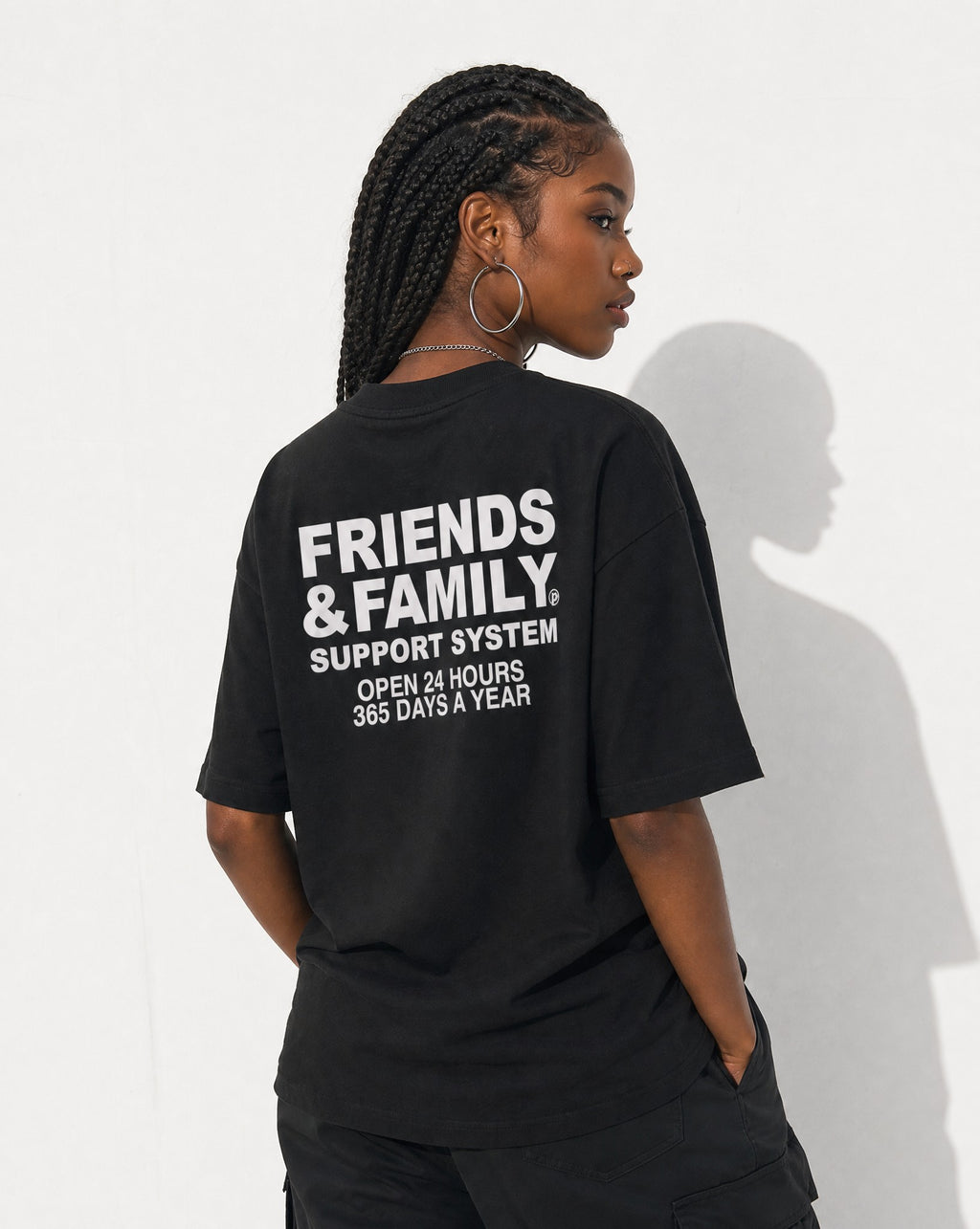 F&F Tee in Black - Editorial Image