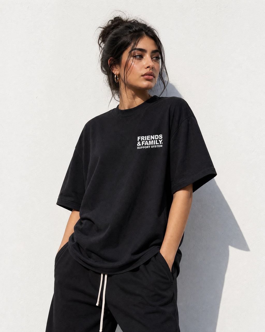 F&F Tee in Black - Editorial Image