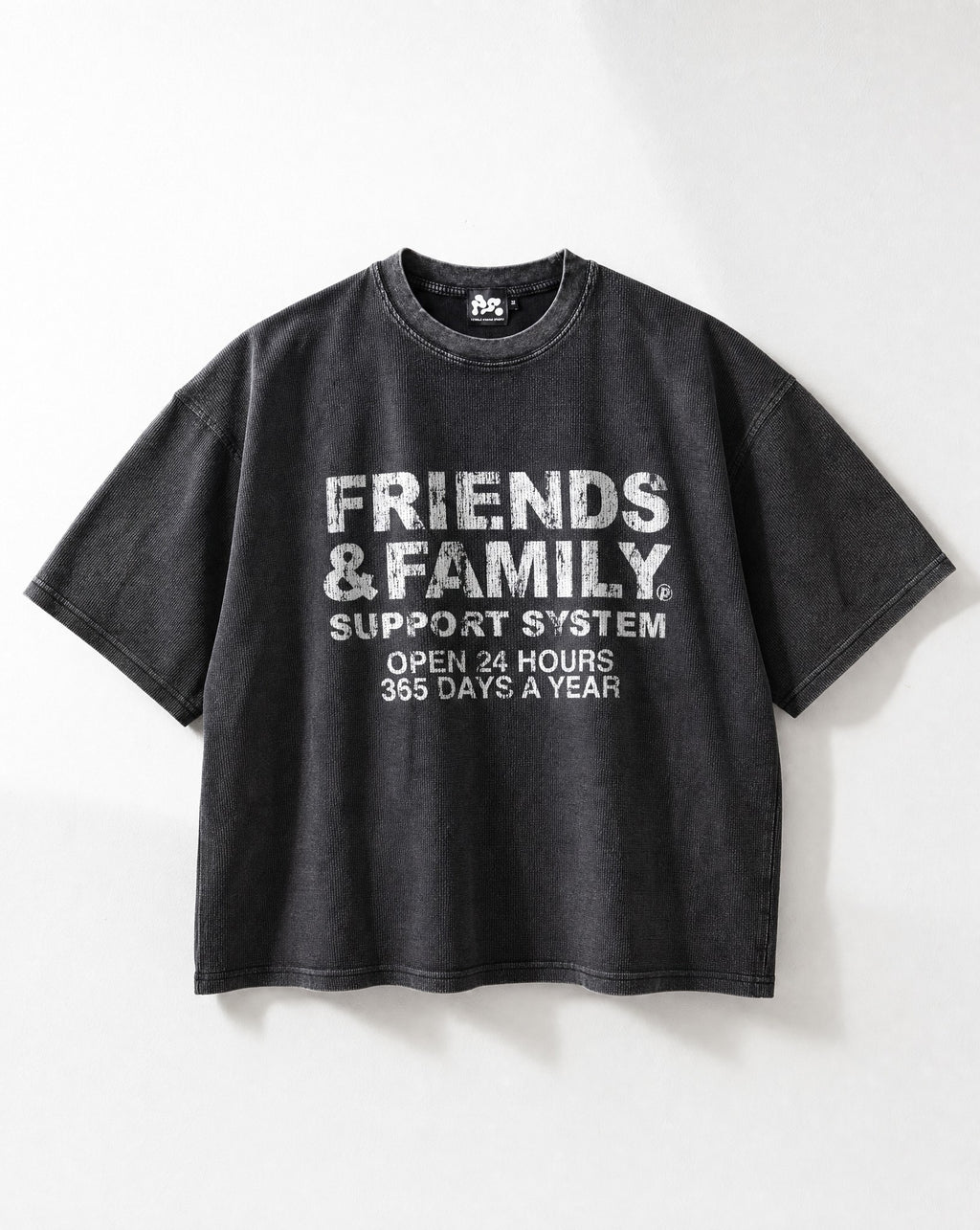 F&F Waffle Tee in Vintage Black - White Wall Product