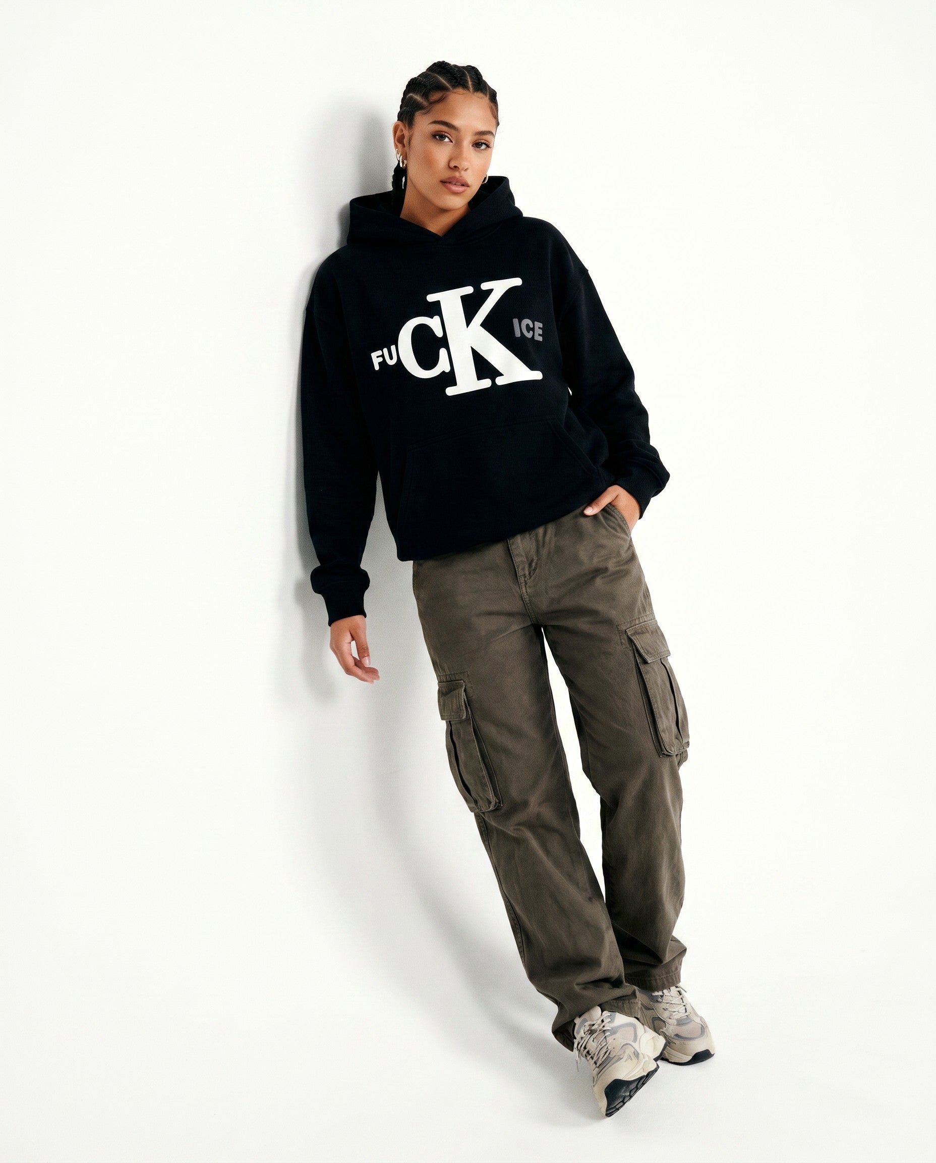 Fck Ice Hoodie in Black - Editorial Image
