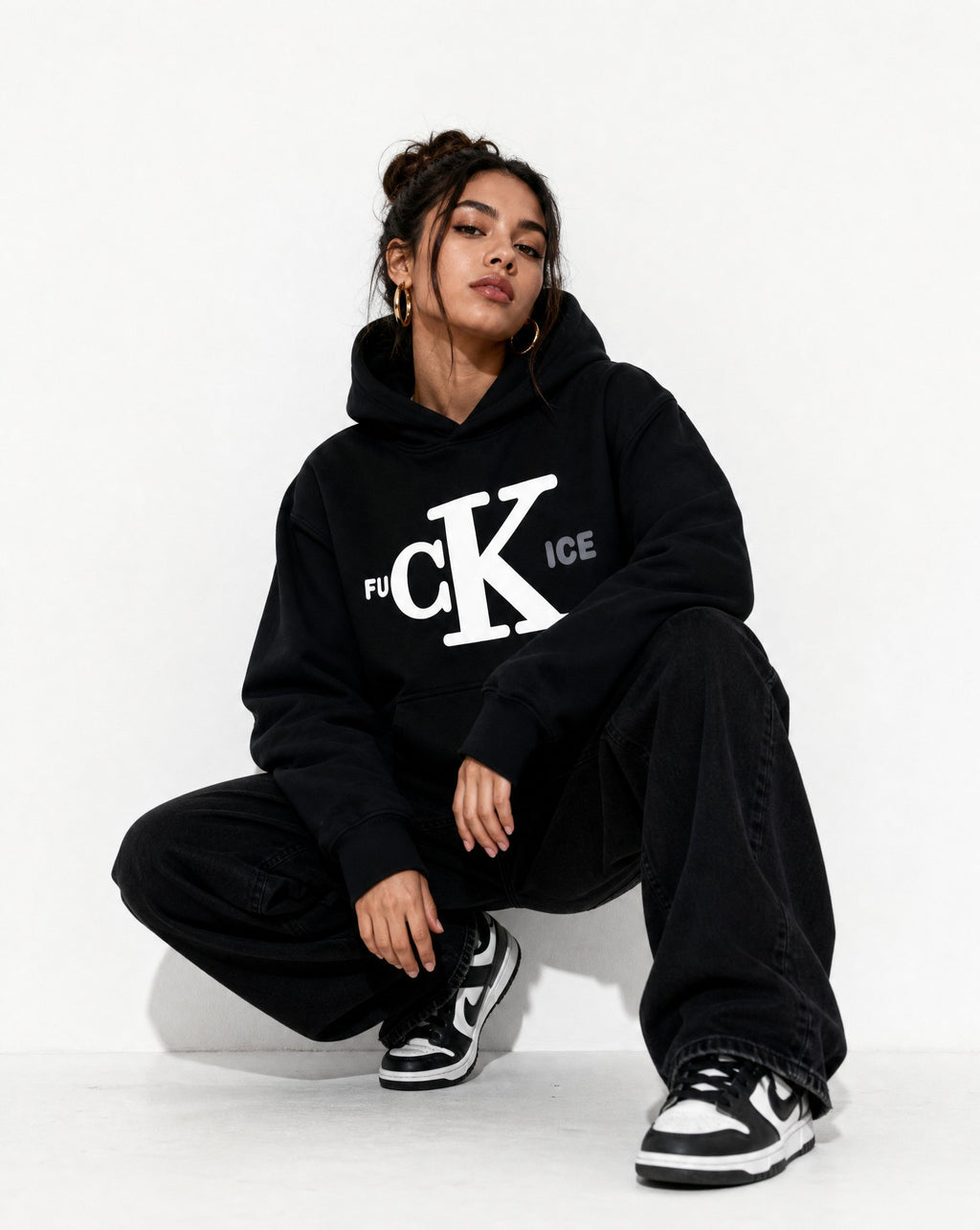 Fck Ice Hoodie in Black - Editorial Image