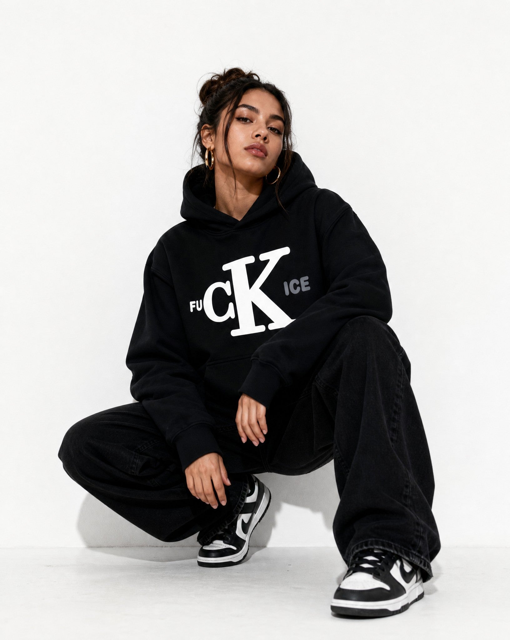 Fck Ice Hoodie in Black - Editorial Image