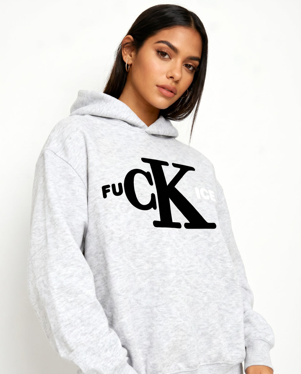Fck Ice Hoodie in Grey - Editorial Image