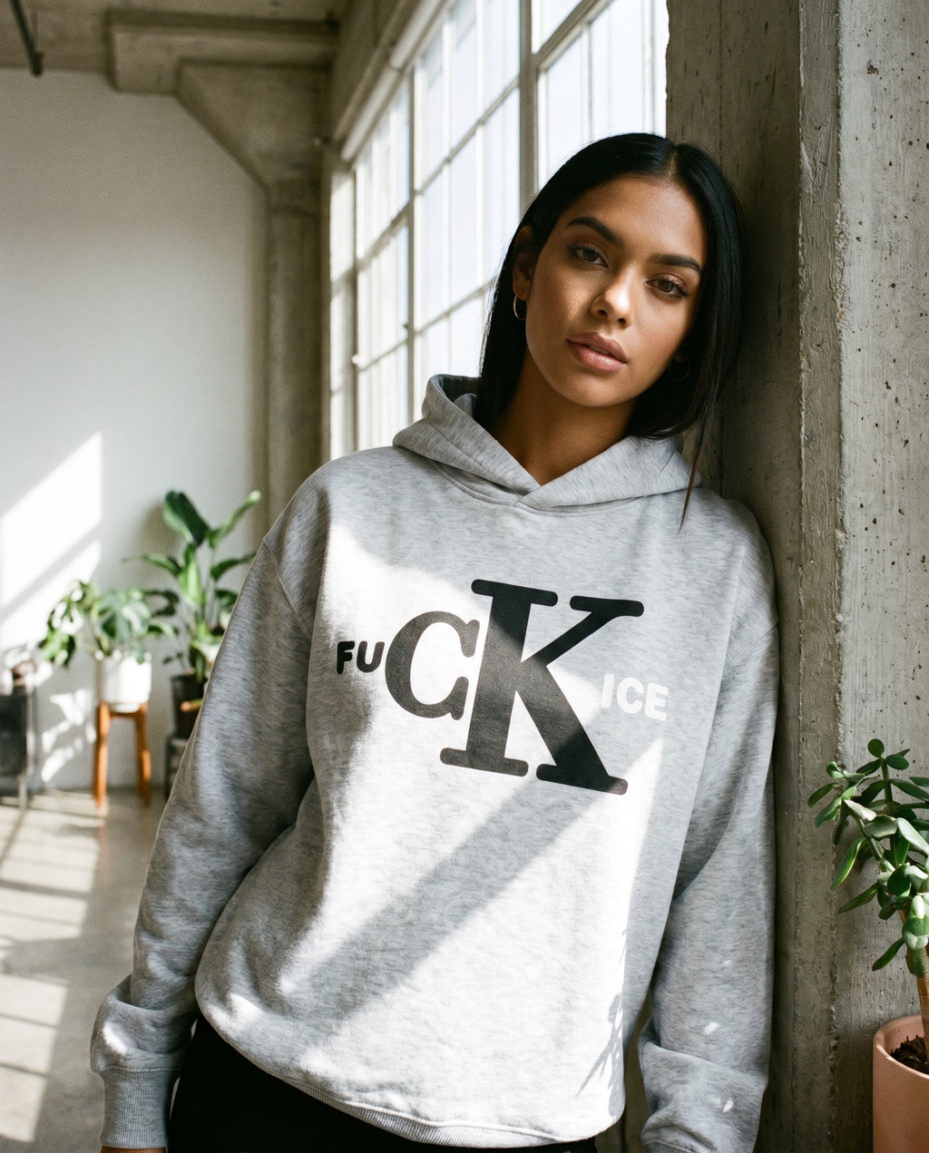 Fck Ice Hoodie in Grey - Lifestyle Image