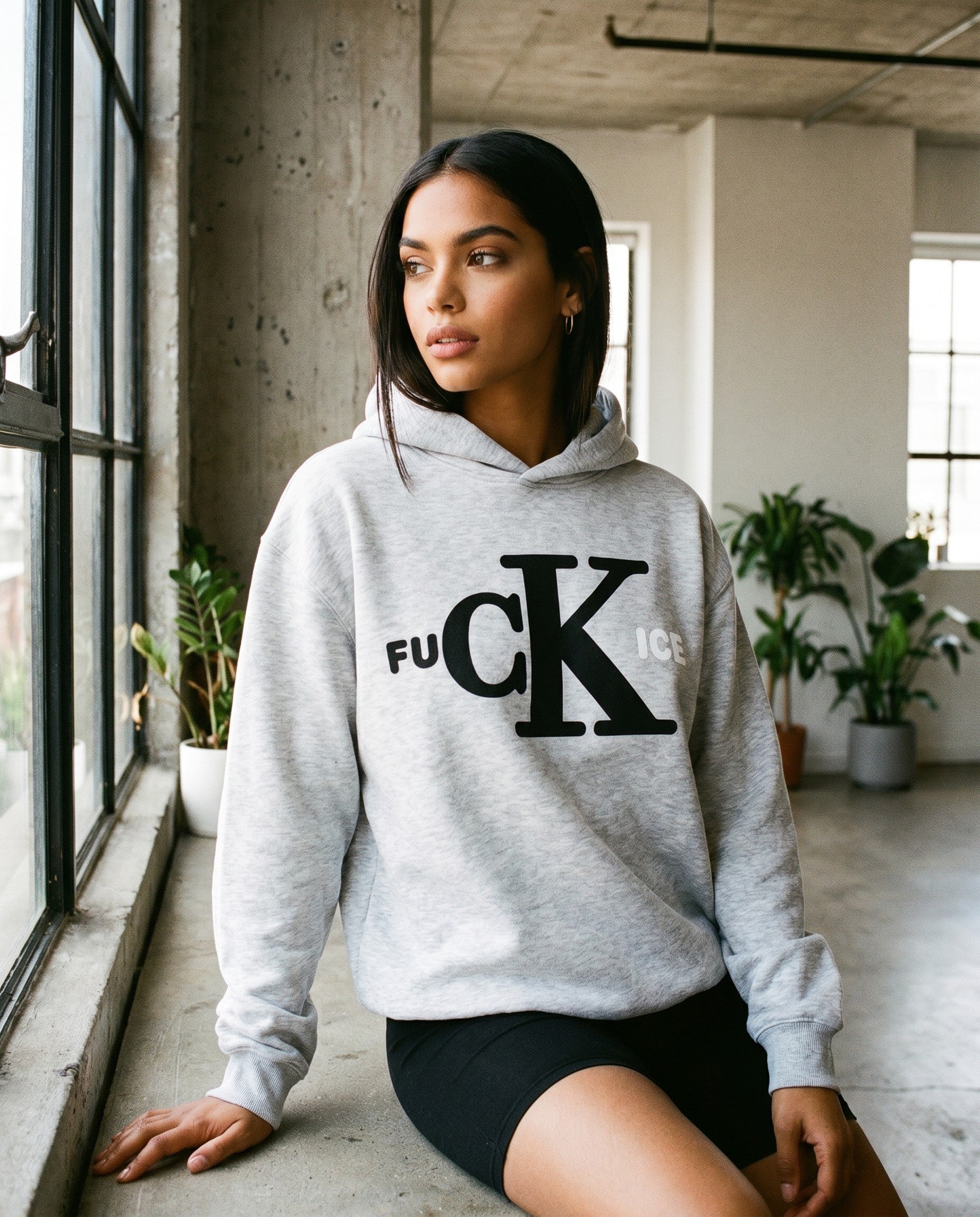 Fck Ice Hoodie in Grey - Lifestyle Image