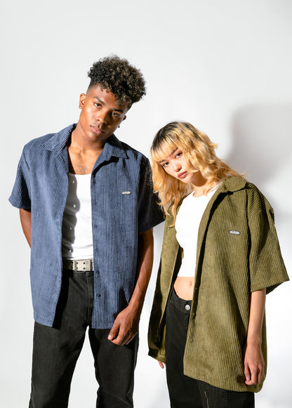 Jumbo Cords Button-Up in Navy
