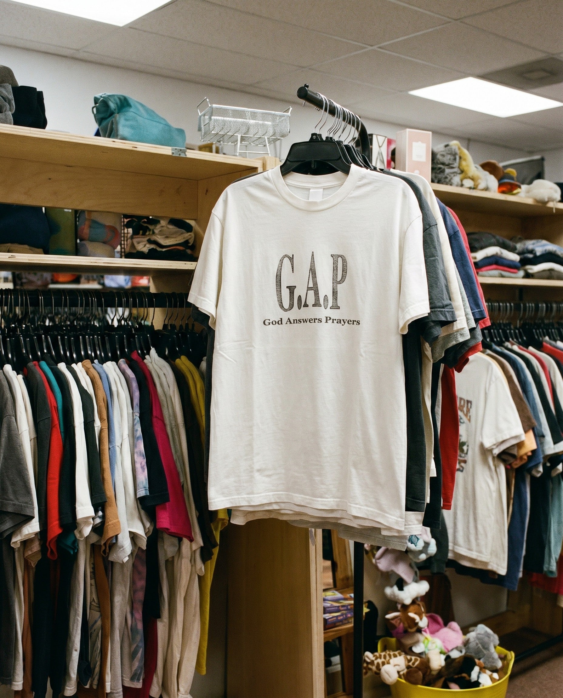 G.A.P Vintage Washed Tee in White - Creative Flat